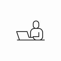 person using laptop icon sign vector