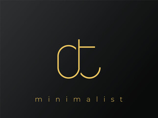 DT Minimalist Logo with Interlocking Shapes on Solid Black Background. A clean and modern minimalist logo design.