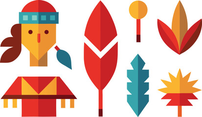 Vibrant indigenous peoples day collection vector icons for celebrations and culture