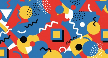 Vibrant abstract geometric pattern with playful shapes and bold colors