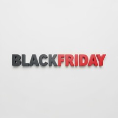 Bold 3d black friday text with red accents await your shopping deals white background