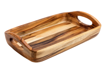 Elegant handcrafted wooden serving tray with integrated handles.