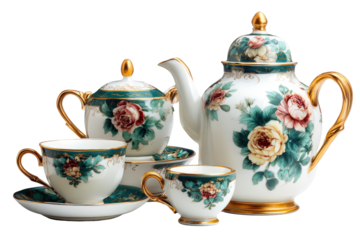 Elegant vintage porcelain tea set with a beautiful rose pattern.