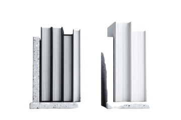 Monochrome Study of Books Held by Heavy Concrete Bookends.