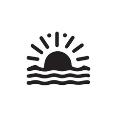 minimalist ocean wave and sunrise icon