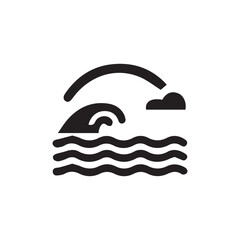 minimalist ocean wave and sunrise icon