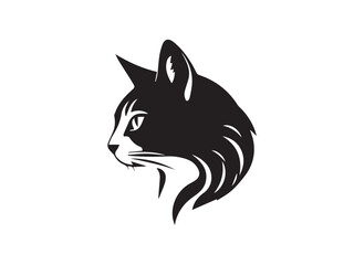 Obraz premium Cat head silhouette on white background. Black Cat logo design. Cat icon.