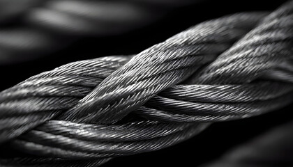 Woven steel cable close up