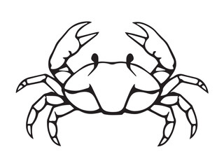 Black crab silhouette on white background. Bold black crab silhouette logo illustration. 