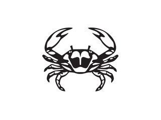 Black crab silhouette on white background. Bold black crab silhouette logo illustration. 