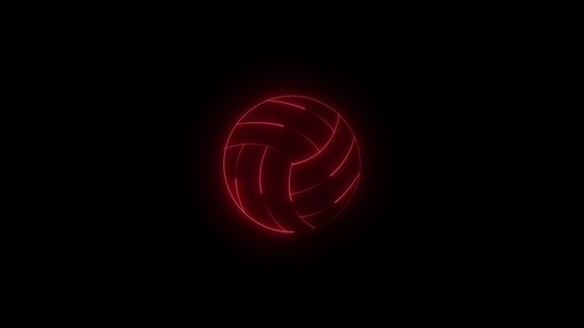 Neon Volleyball Icon, Glowing Light for Sports, Gaming and Futuristic Design, Sport equipment. volleyball line icon 4k video motion design graphics for web, mobile and ui design.