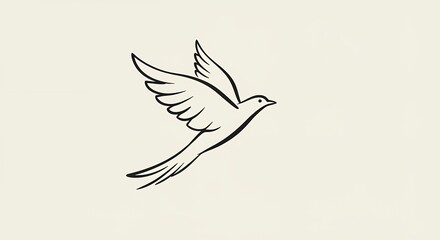 Bird in flight line art
