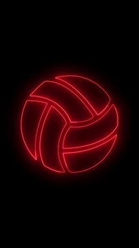 Neon Volleyball Icon, Glowing Light for Sports, Gaming and Futuristic Design, Sport equipment. volleyball line icon 4k video motion design graphics for web, mobile and ui design.