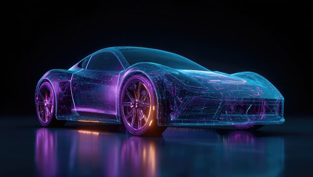 Futuristic, translucent sports car