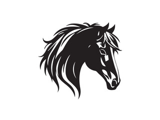 Horse head silhouette on white background. Horse head icon. Horse head silhouette. Stylized Horse logo.	