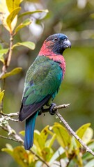 Obraz premium Close-up of a colorful parrot perched on a branch