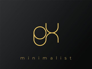 EX Minimalist Logo with Interlocking Shapes on Solid Black Background. A clean and modern minimalist logo design.
