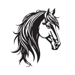 Horse head silhouette on white background. Horse head icon. Horse head silhouette. Stylized Horse logo.	