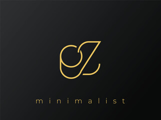 EZ Minimalist Logo with Interlocking Shapes on Solid Black Background. A clean and modern minimalist logo design.