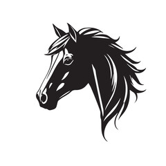Horse head silhouette on white background. Horse head icon. Horse head silhouette. Stylized Horse logo.	