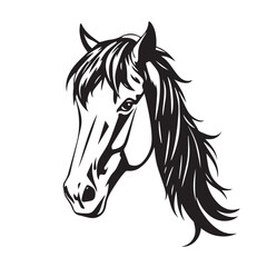 Horse head silhouette on white background. Horse head icon. Horse head silhouette. Stylized Horse logo.	