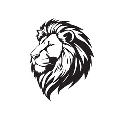 Black lion silhouette on white background. Lion vector logo design. Lion head illustration.