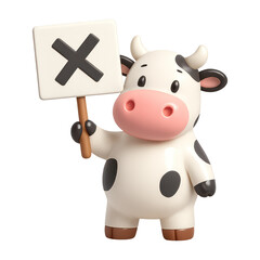 Fototapeta premium PNG Cute cartoon cow holding sign