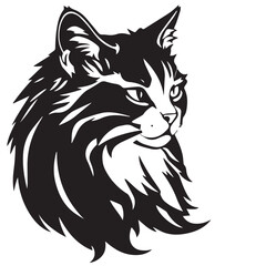 Cat head silhouette on white background. Black Cat logo design. Cat icon.