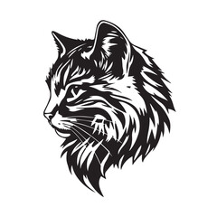 Cat head silhouette on white background. Black Cat logo design. Cat icon.