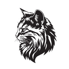 Cat head silhouette on white background. Black Cat logo design. Cat icon.