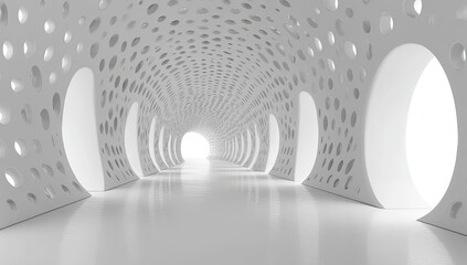 Naklejka premium Abstract white tunnel with circles