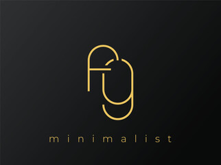 FG Minimalist Logo with Interlocking Shapes on Solid Black Background. A clean and modern minimalist logo design.
