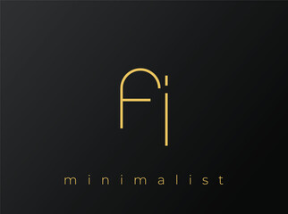 FI Minimalist Logo with Interlocking Shapes on Solid Black Background. A clean and modern minimalist logo design.