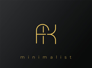FK Minimalist Logo with Interlocking Shapes on Solid Black Background. A clean and modern minimalist logo design.