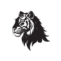 Tiger head silhouette on white background. Black tiger logo design. Tiger icon.