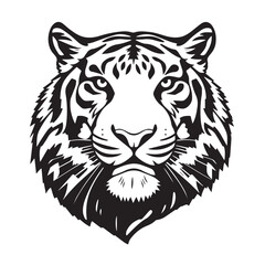 Fototapeta premium Tiger head silhouette on white background. Black tiger logo design. Tiger icon.