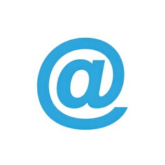 Simple blue at symbol icon for digital communication and online presence white background