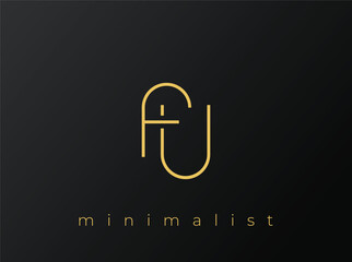 FU Minimalist Logo with Interlocking Shapes on Solid Black Background. A clean and modern minimalist logo design.