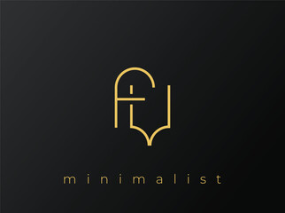 FV Minimalist Logo with Interlocking Shapes on Solid Black Background. A clean and modern minimalist logo design.