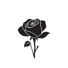 Flower silhouette on white background. Elegant black flower silhouette illustration for nature, decor, and design.