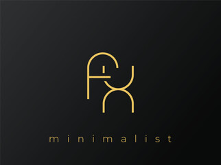 FX Minimalist Logo with Interlocking Shapes on Solid Black Background. A clean and modern minimalist logo design.