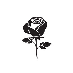 Flower silhouette on white background. Elegant black flower silhouette illustration for nature, decor, and design.