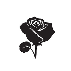 Flower silhouette on white background. Elegant black flower silhouette illustration for nature, decor, and design.