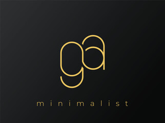 GA Minimalist Logo with Interlocking Shapes on Solid Black Background. A clean and modern minimalist logo design.