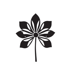 Flower silhouette on white background. Elegant black flower silhouette illustration for nature, decor, and design.