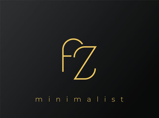 FZ Minimalist Logo with Interlocking Shapes on Solid Black Background. A clean and modern minimalist logo design.