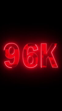 96K Red Neon Countdown Animation. Futuristic Cyberpunk Glowing Number, LED Display Effect, Digital Motion Graphic Background
