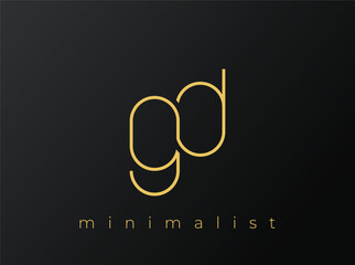 GD Minimalist Logo with Interlocking Shapes on Solid Black Background. A clean and modern minimalist logo design.