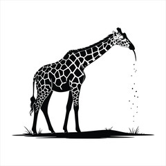 Elegant Giraffe Silhouette Illustration with Detailed Spot Pattern and Dynamic Water Splatter Effect