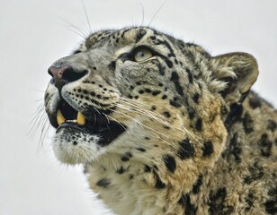 Obraz premium Close-up of a snow leopard looking upward